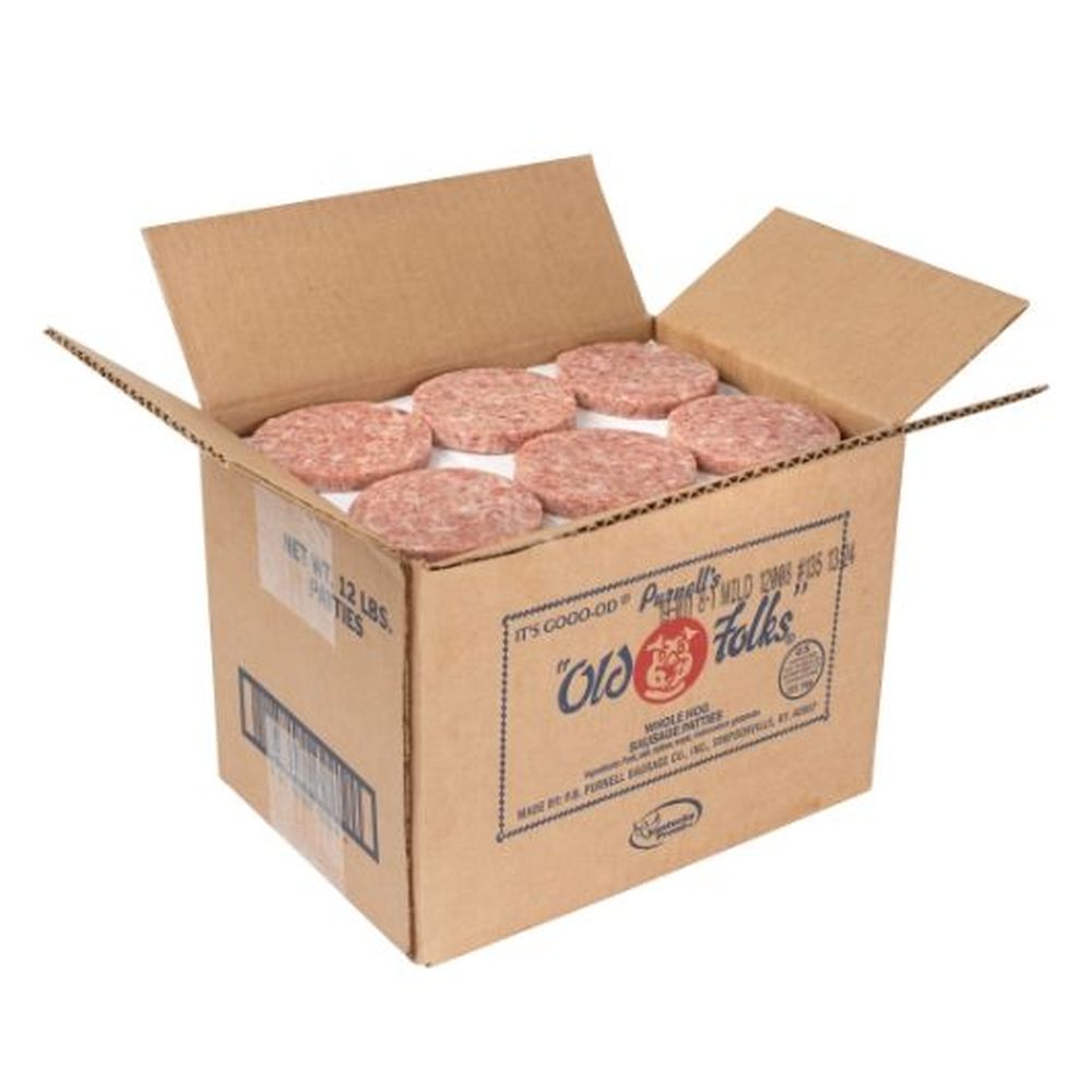 Purnells Old Folks Raw Breakfast Pork Sausage Patty, 96 Count