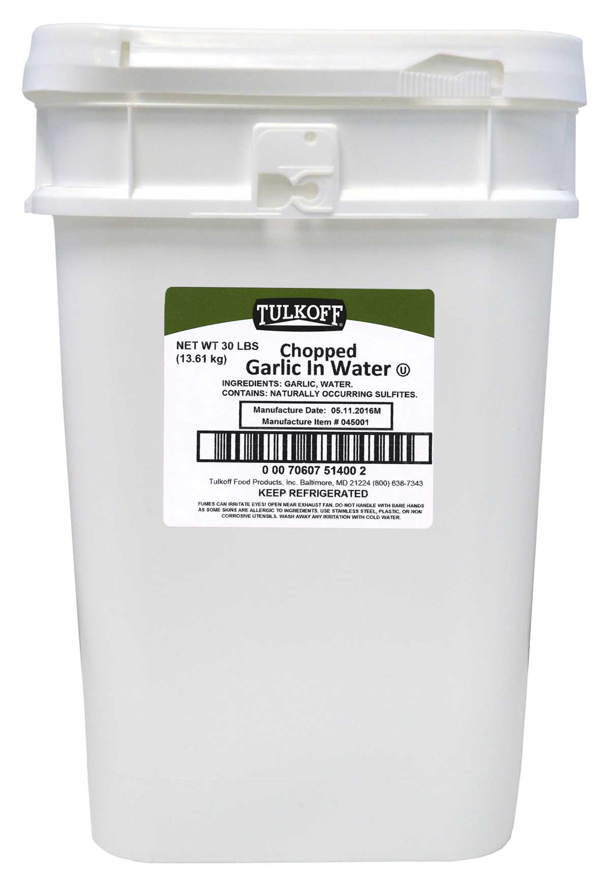Tulkoff Chopped Natural Garlic, 30 Pound