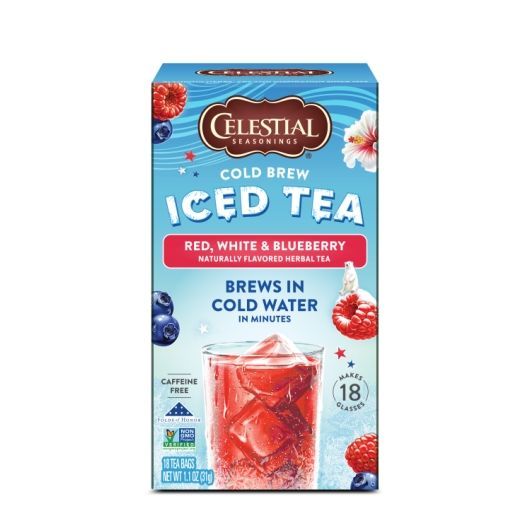 Celestial Seasonings Red White And Blueberry Cold Brew Iced Tea, 18 Count -- 6 Per Case