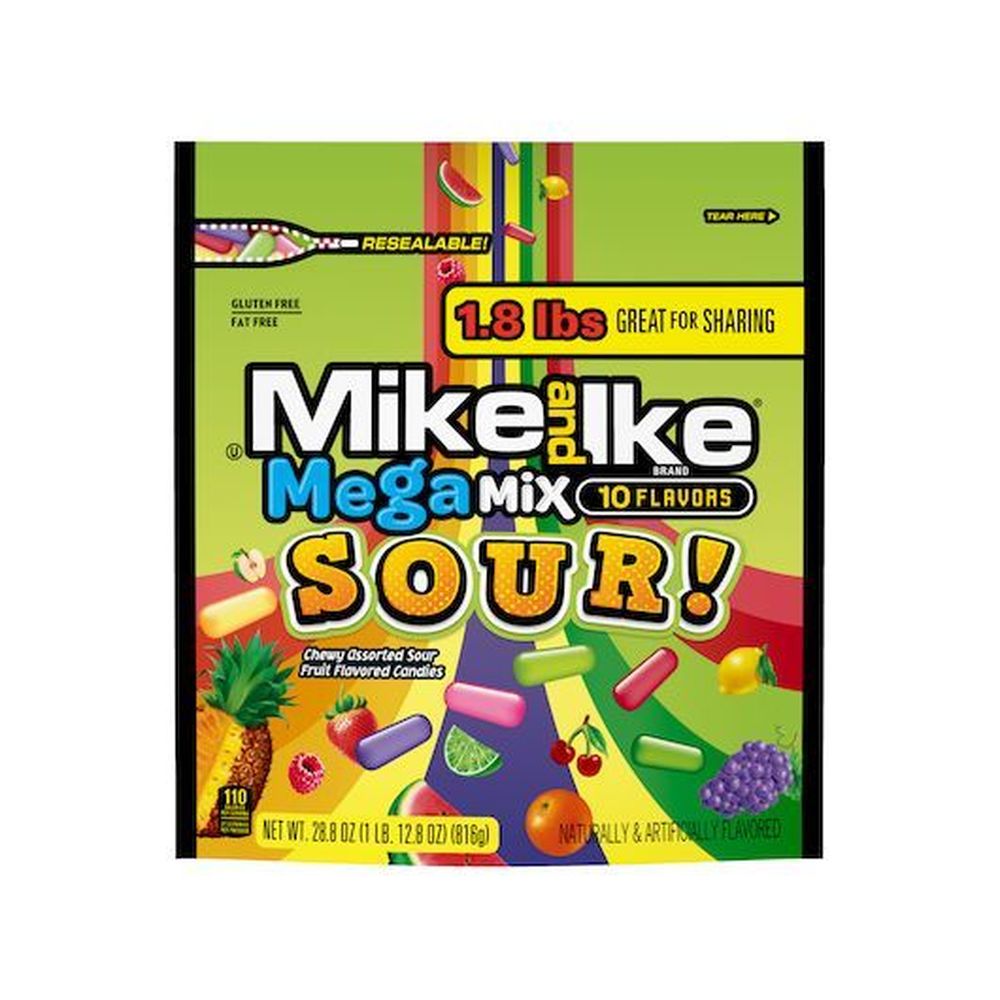 Mike and Ike Mega Mix Sour Chewy Candy - Stand Up Bag, 28.8 Ounce -- 6 ...