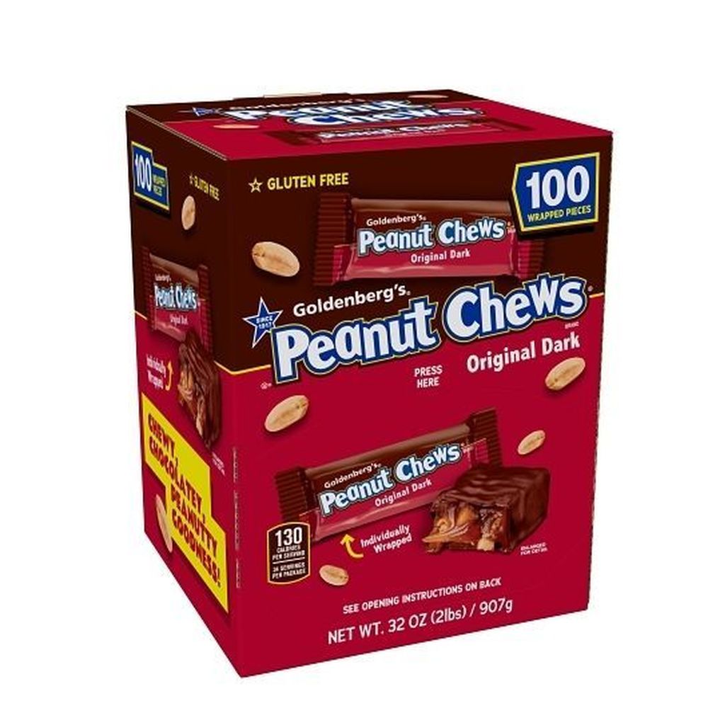 Goldenberg's Peanut Chews Original Dark Chocolate Covered, 0.3 Ounce -- 600 Per Case