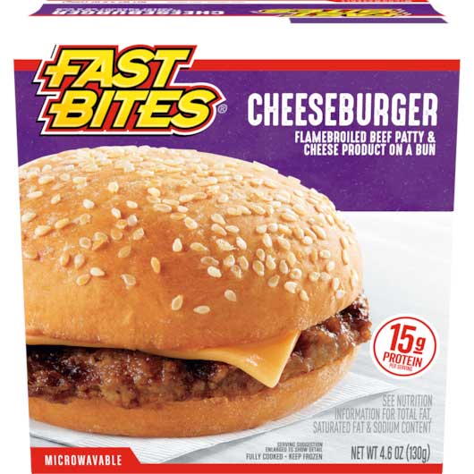 Fast Bites Cheeseburger With Bun, 4.6 Ounce -- 30 per case