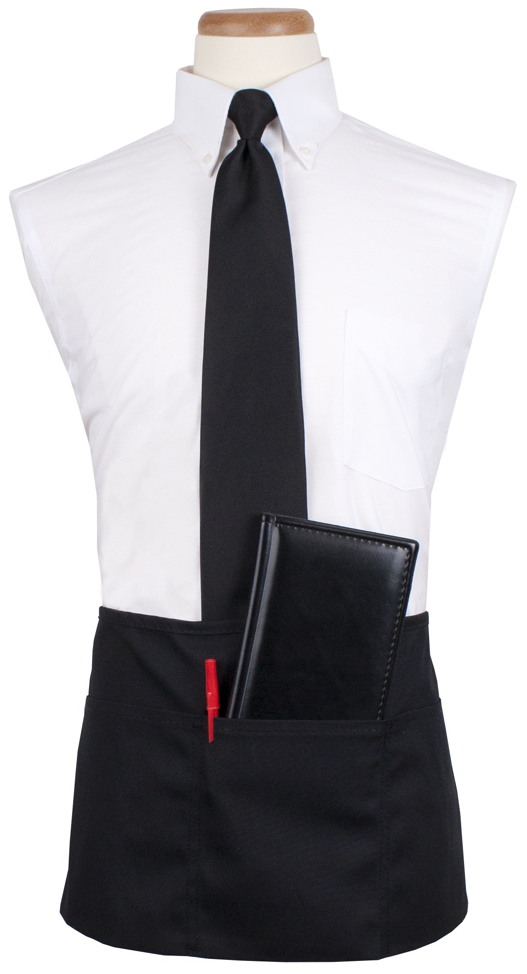 Chef Revival Black 3 Pockets Plus Pen Pocket Waist Apron -- 24 Per Case