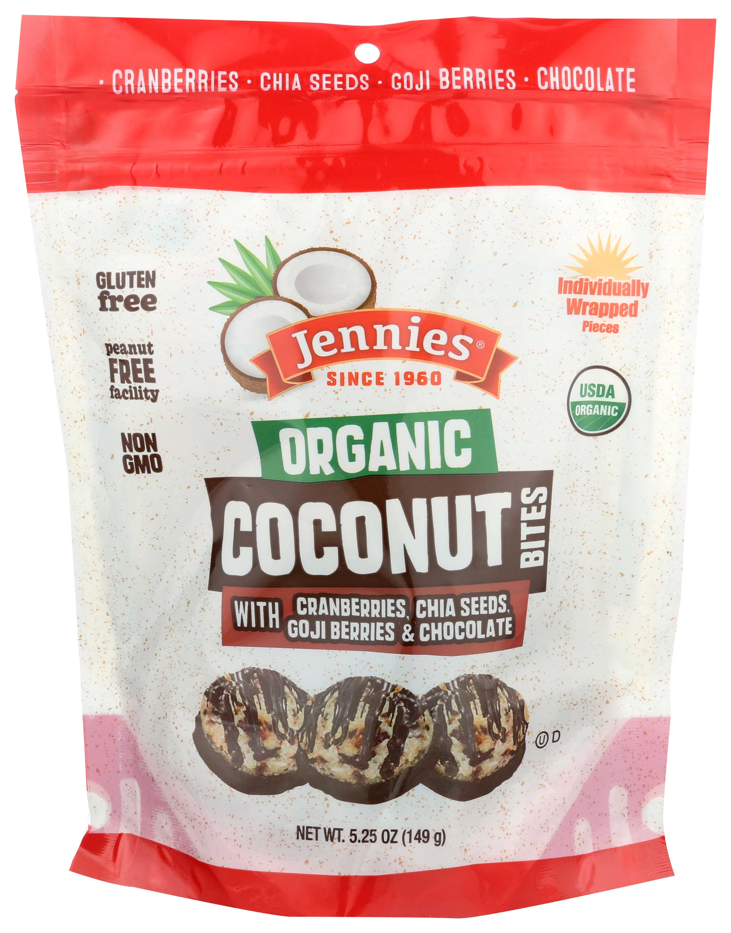Jennies Organic Cranberry Goji Berry Coconut Macaroon Bites, 5.25 Ounce -- 6 Per Case