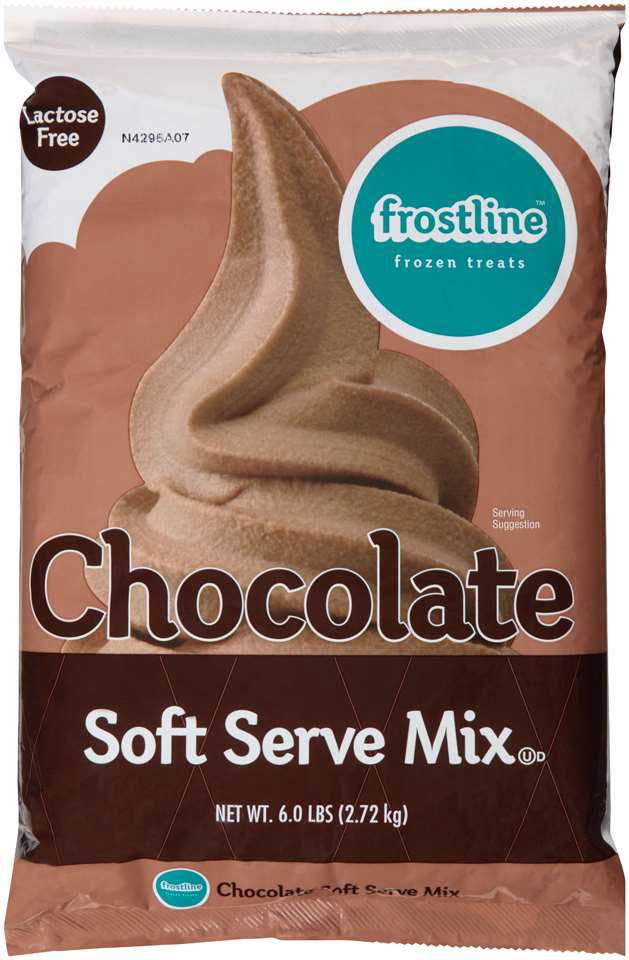 Frostline Lactose Free Chocolate Soft Serve Mix, 6 Pound -- 6 per case.