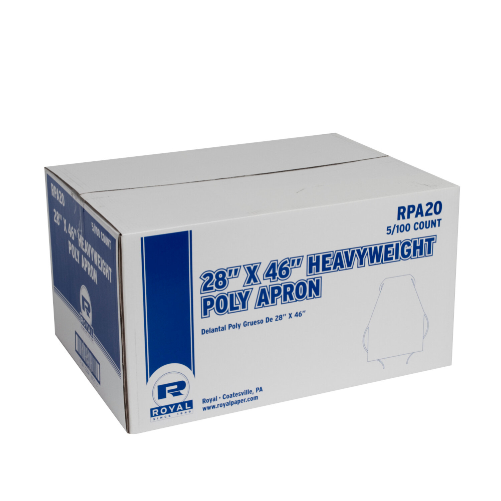 Royal 1 Mil Polyethylene Apron, 28 X 46 Inch -- 500 Per Case