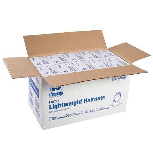Royal Dark Brown Latex Free Light Weight Hairnet, 28 Inch, 144 Count -- 20 Per Case