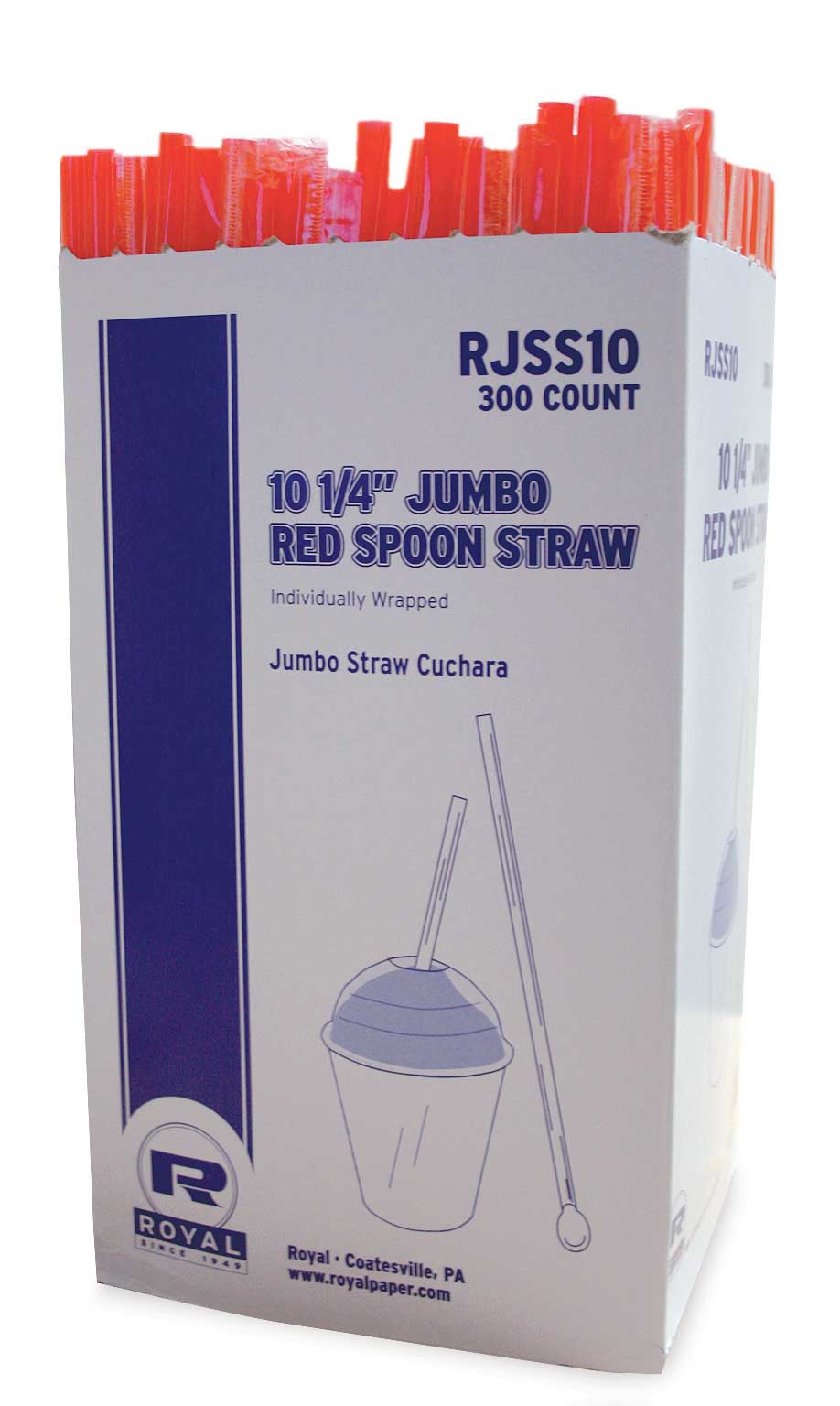 thumbnail image 2 of 10.25" Giant Red Polypropylene Spoon Straws | ACR 2 of 11