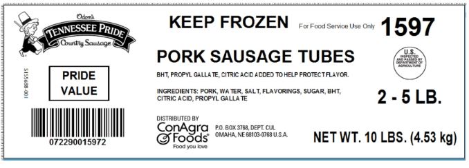 Odom's Tennessee Pride Value Fresh Mild Sausage Tube, 5 Pound -- 2 Per Case