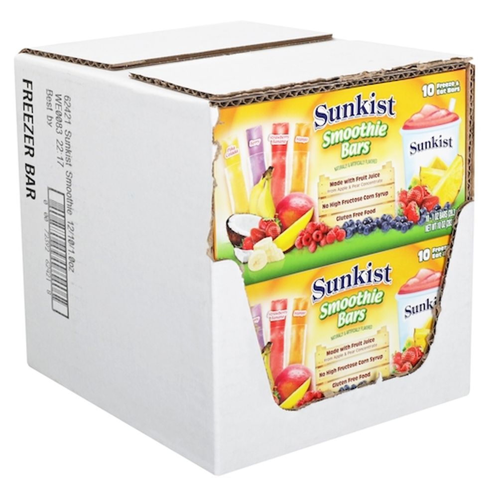 Sunkist Pina Colada Berry Strawberry Banana And Mango Smoothie Bar, 10 Count -- 12 Per Case