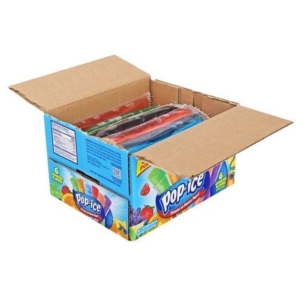 Pop Ice 6 Assorted Flavors 1 Ounce Ice Pops Variety Pack, 80 Count