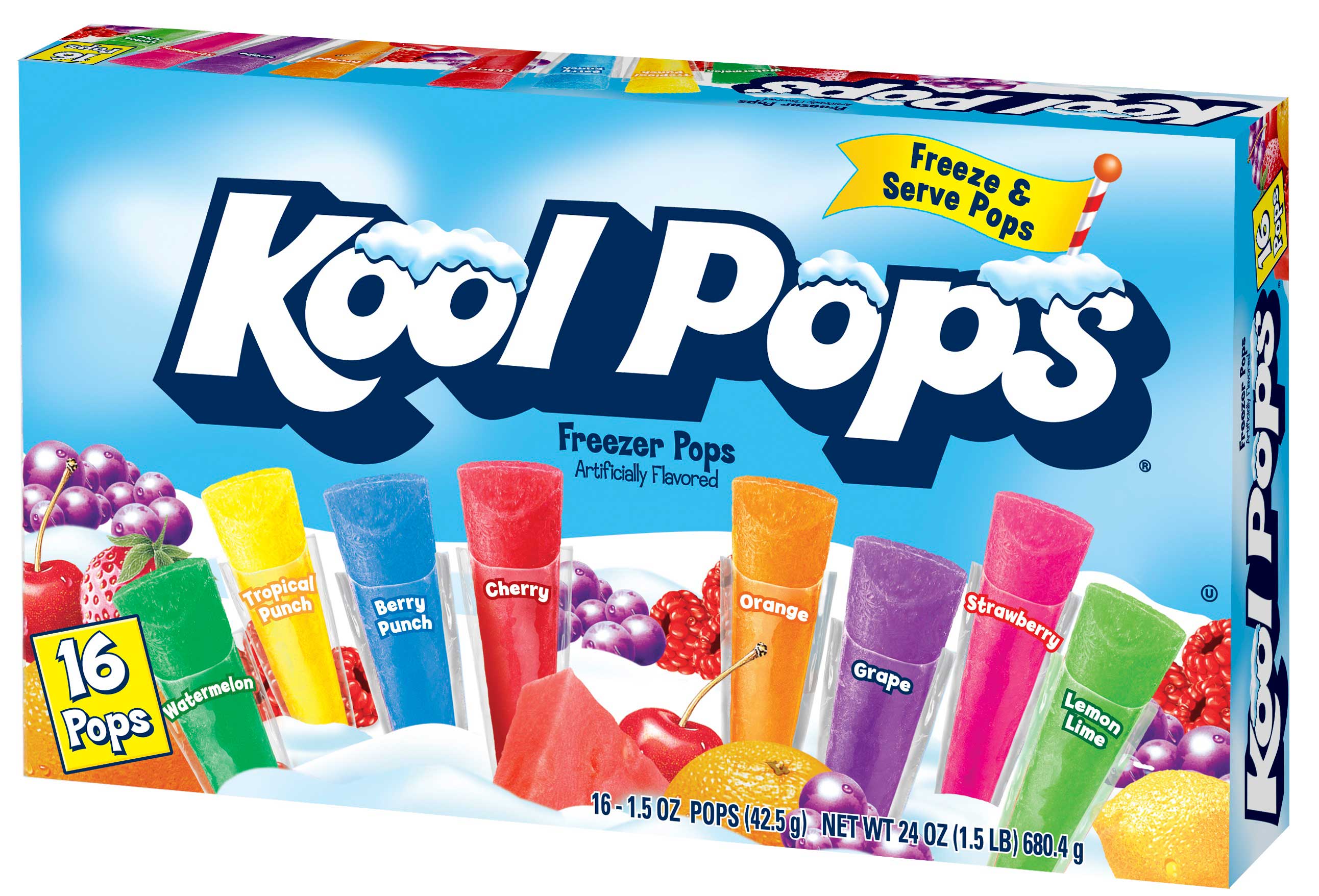 Kool Pops Assorted Freezer Pops, 20 Count -- 16 Per Case