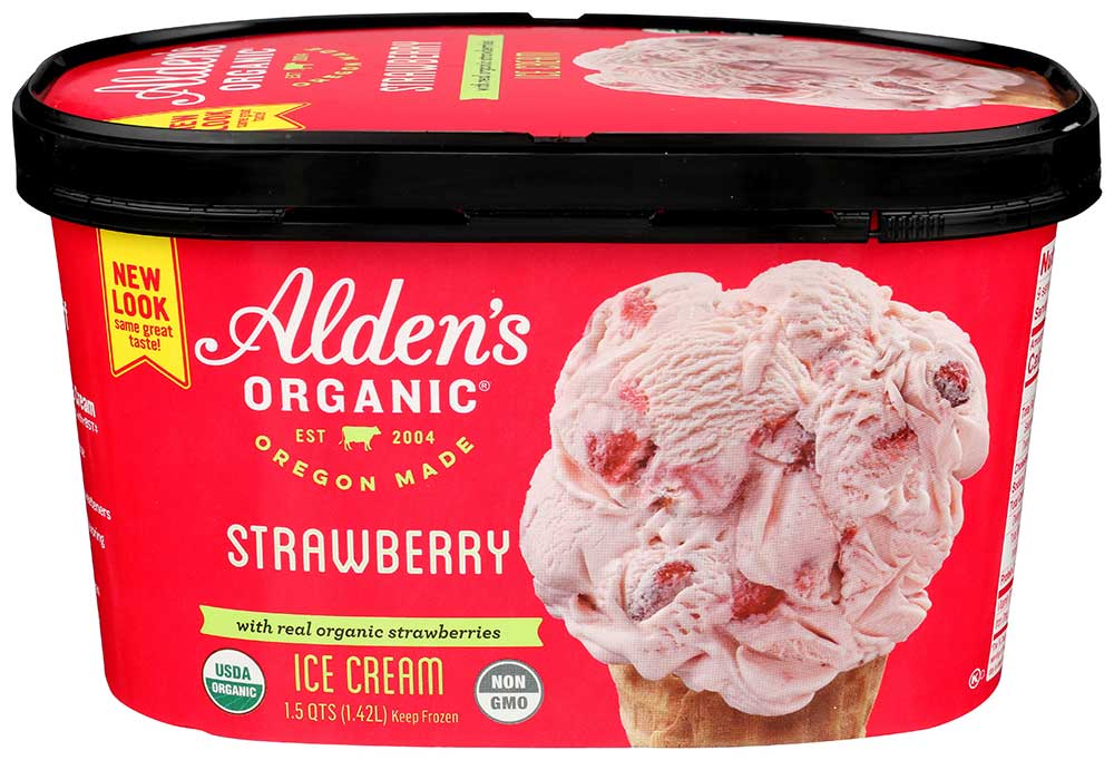 Alden's Organic Strawberry Ice Cream, 48 Fluid Ounce -- 3 Per Case
