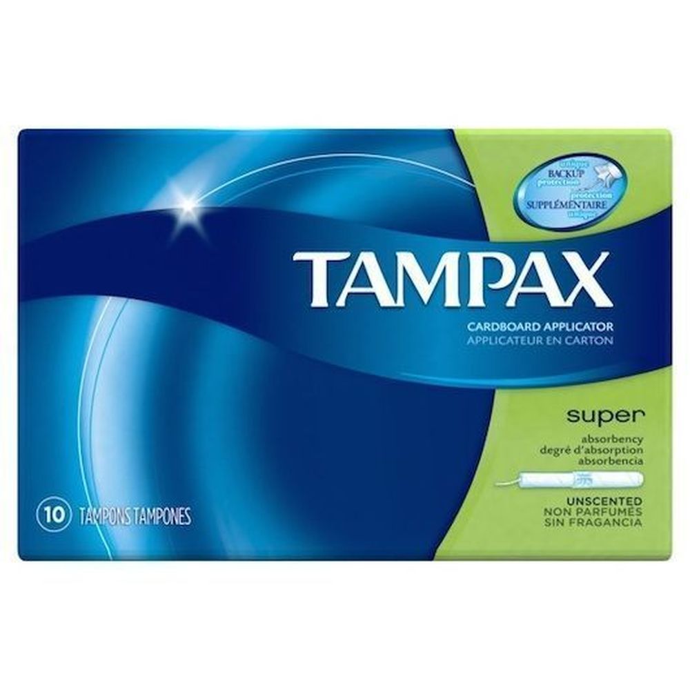Tampax Cardboard Super Tampons, 10 Count -- 48 Per Case
