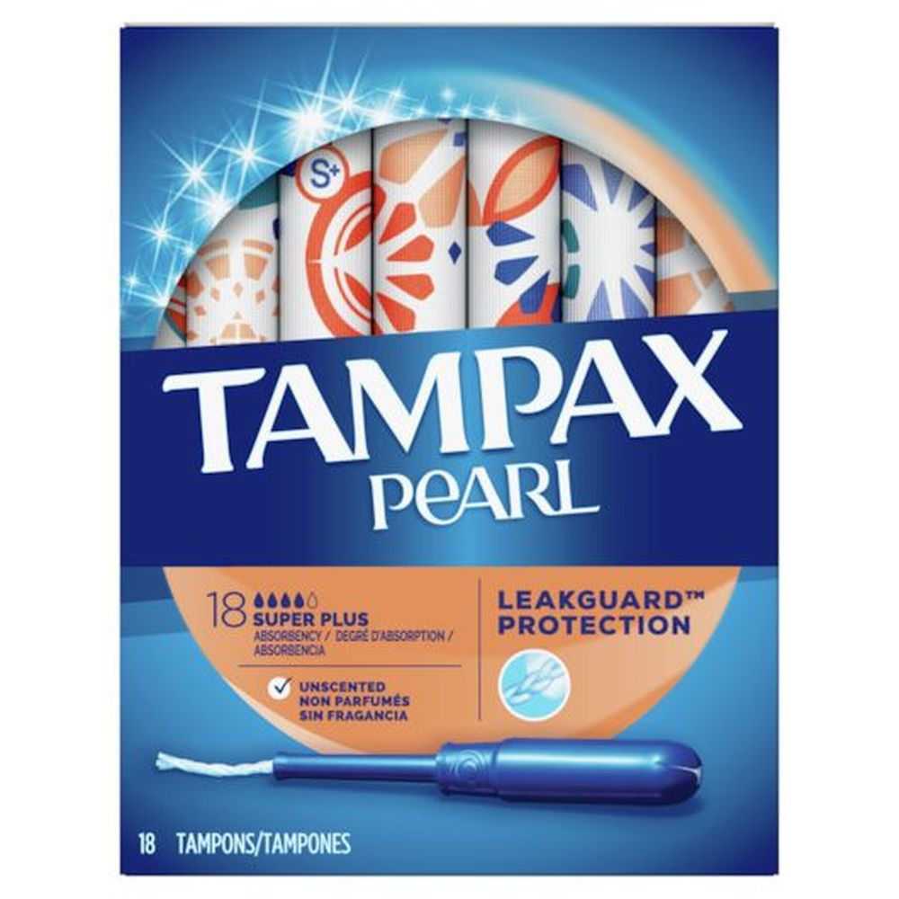 Tampax Pearl Super Plus Tampons, 18 Count -- 12 Per Case