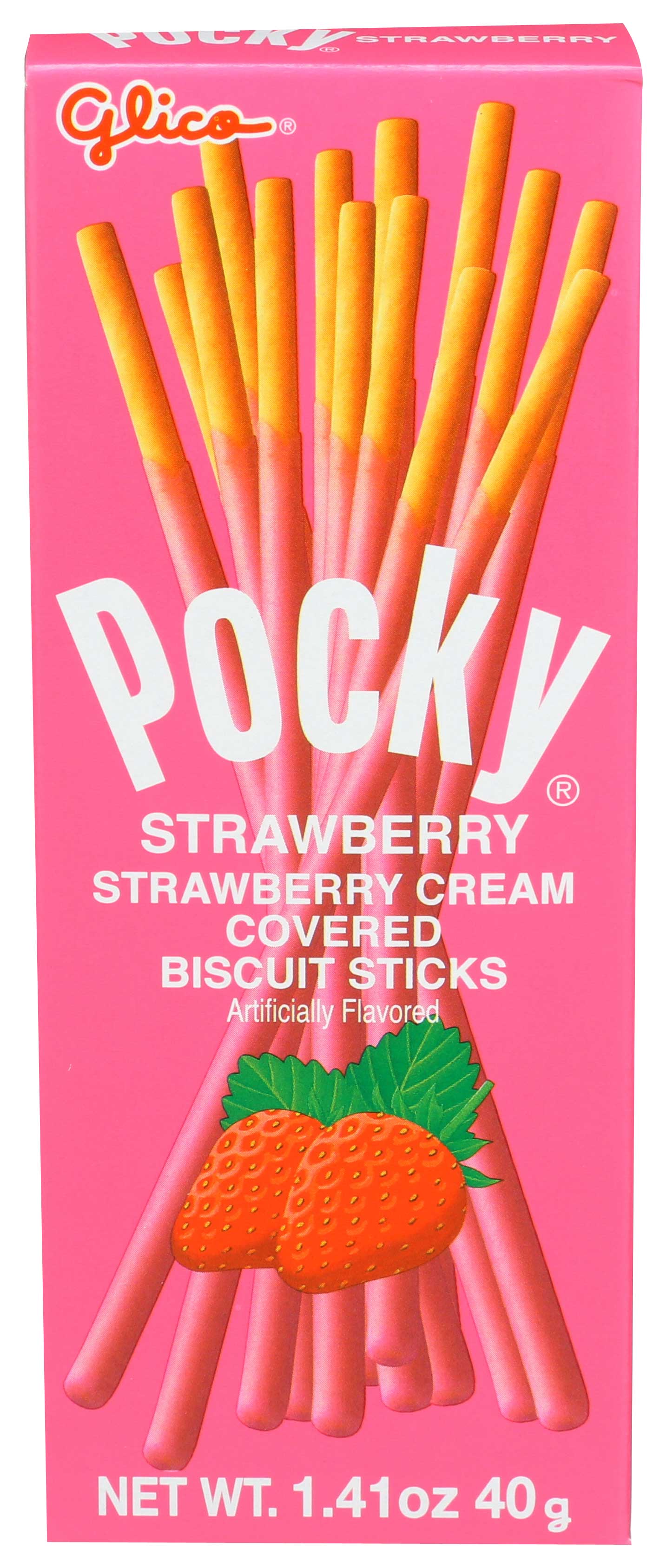 Glico Pocky Strawberry Cream Covered Biscuit Sticks, 1.41 Ounce -- 20 Per Case