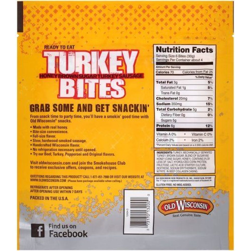 Old Wisconsin Honey Turkey Bites, 4 Ounce -- 12 per case