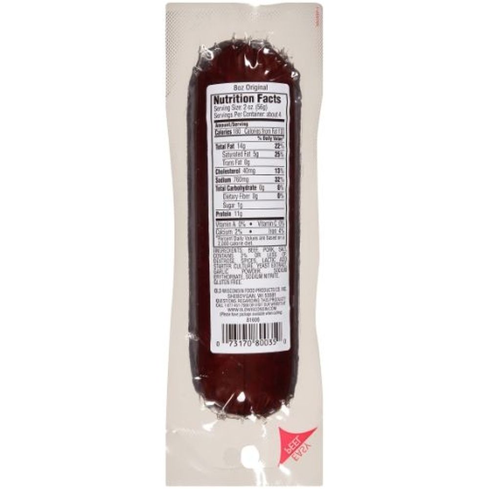 Old Wisconsin Original Summer Sausage, 8 Ounce -- 12 Per Case