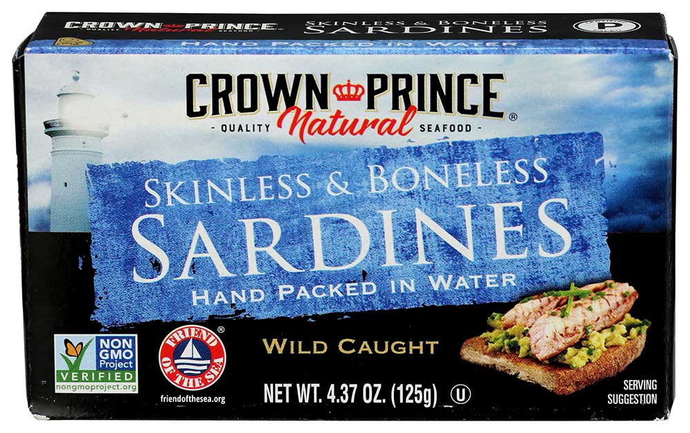 Crown Prince Skinless and Boneless Sardines in Water, 4.37 Ounce