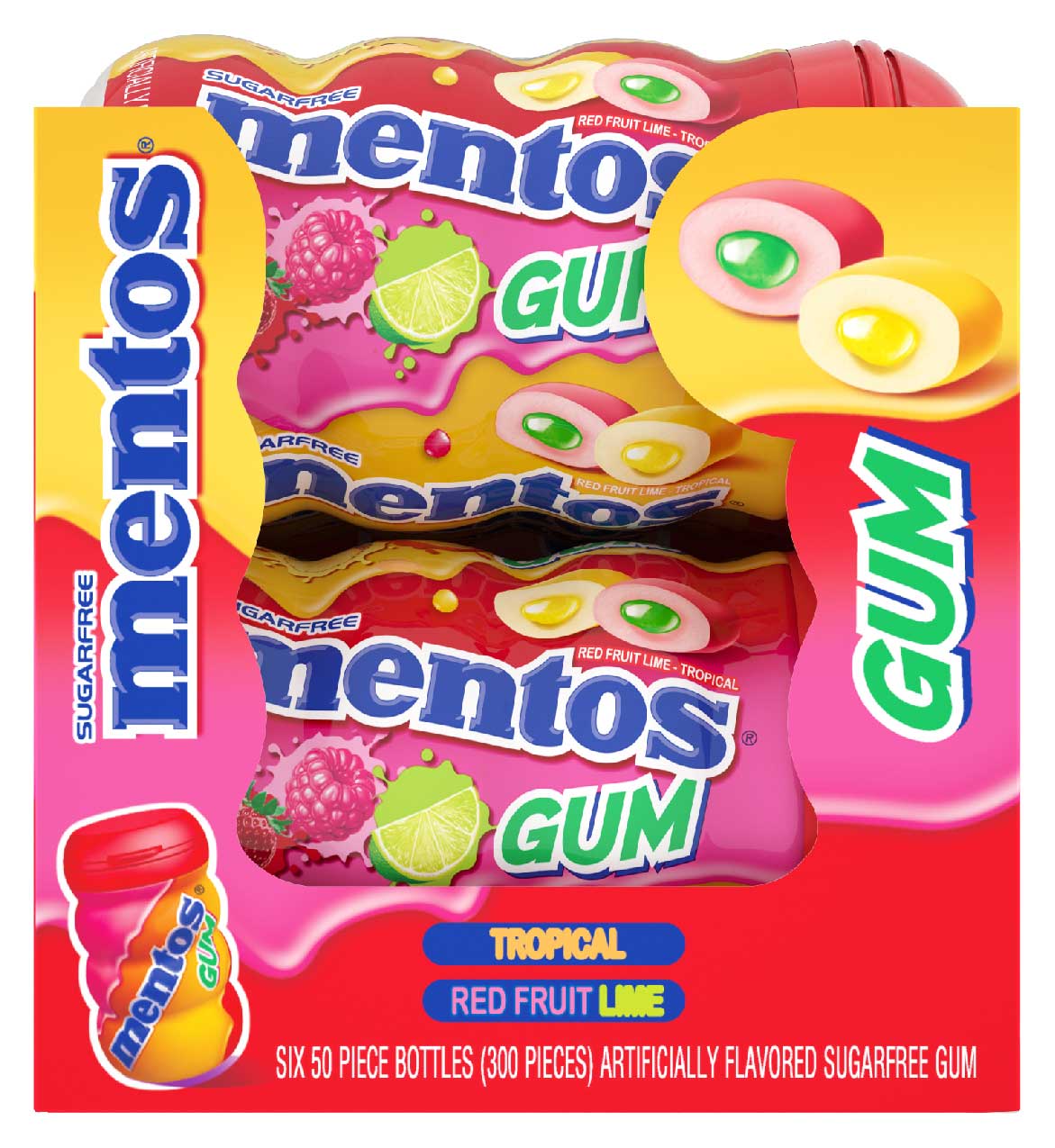 Mentos Mixed Fruit Sugar Free Gum, 50 Count -- 36 Per Case