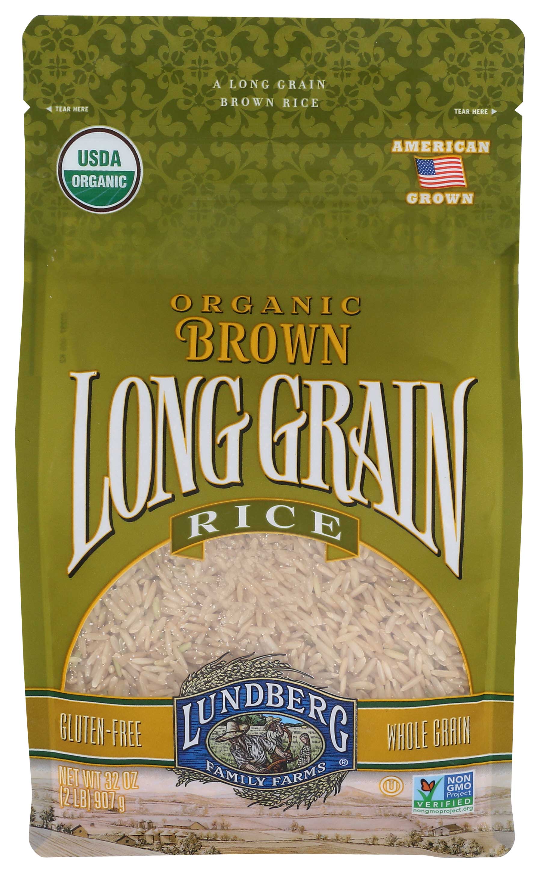 Lundberg Family Farms Org Long Grain Brown Rice, 2 Pound -- 6 per case