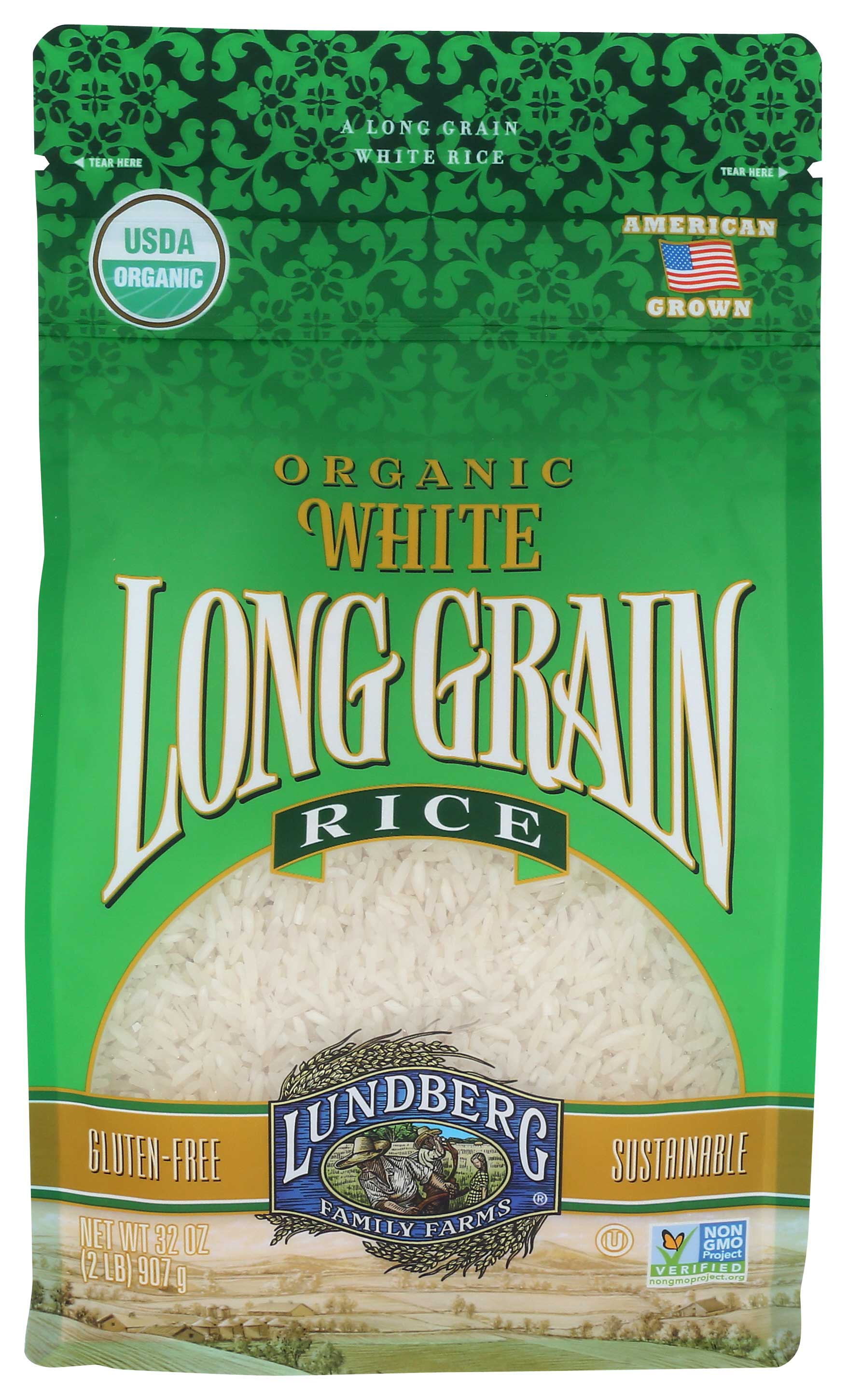 Lundberg Farms Organic Long Grain White Rice, 2 Pound -- 6 Per Case