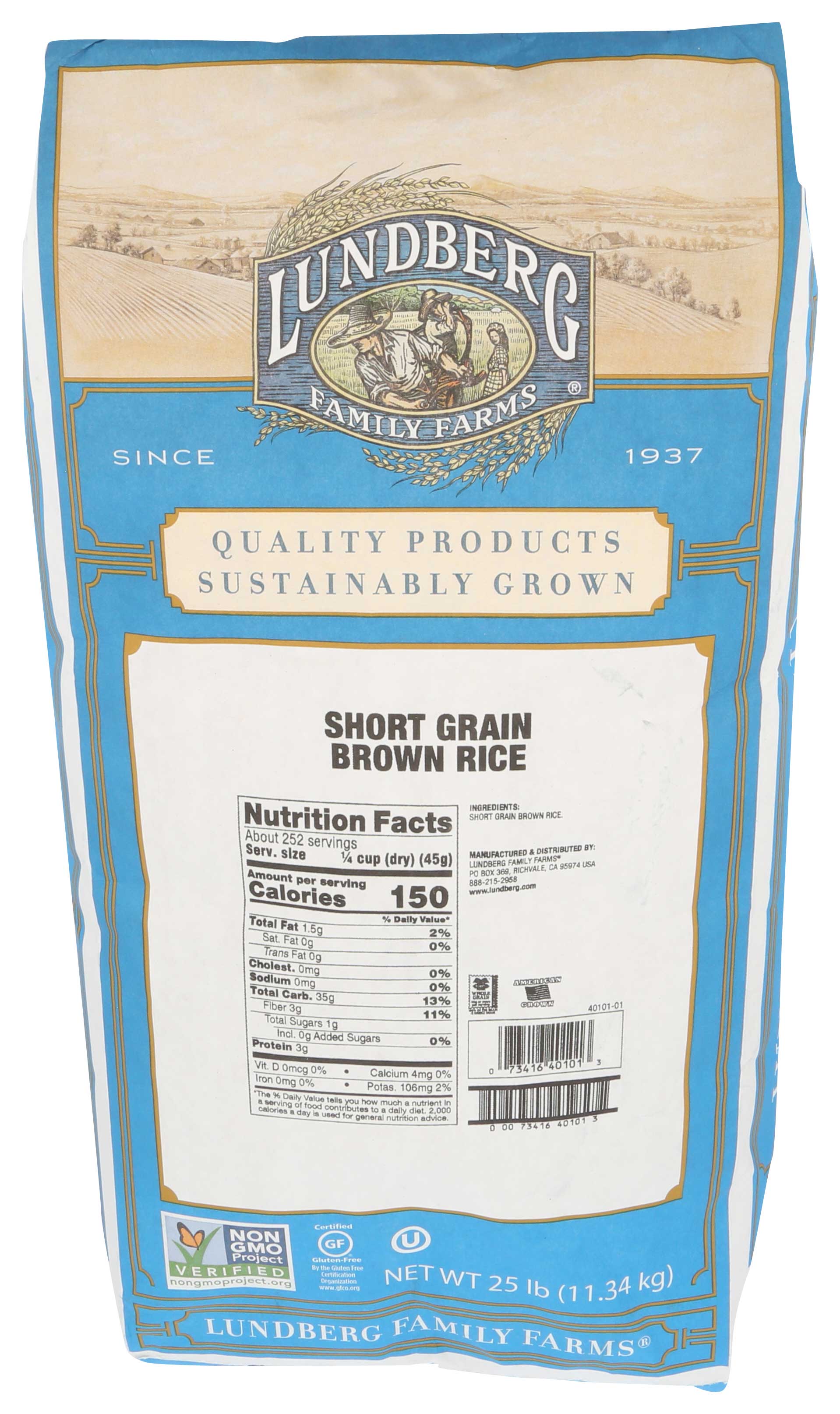 Lundberg Farms Eco Farmed Short Grain Brown Rice , 25 pound
