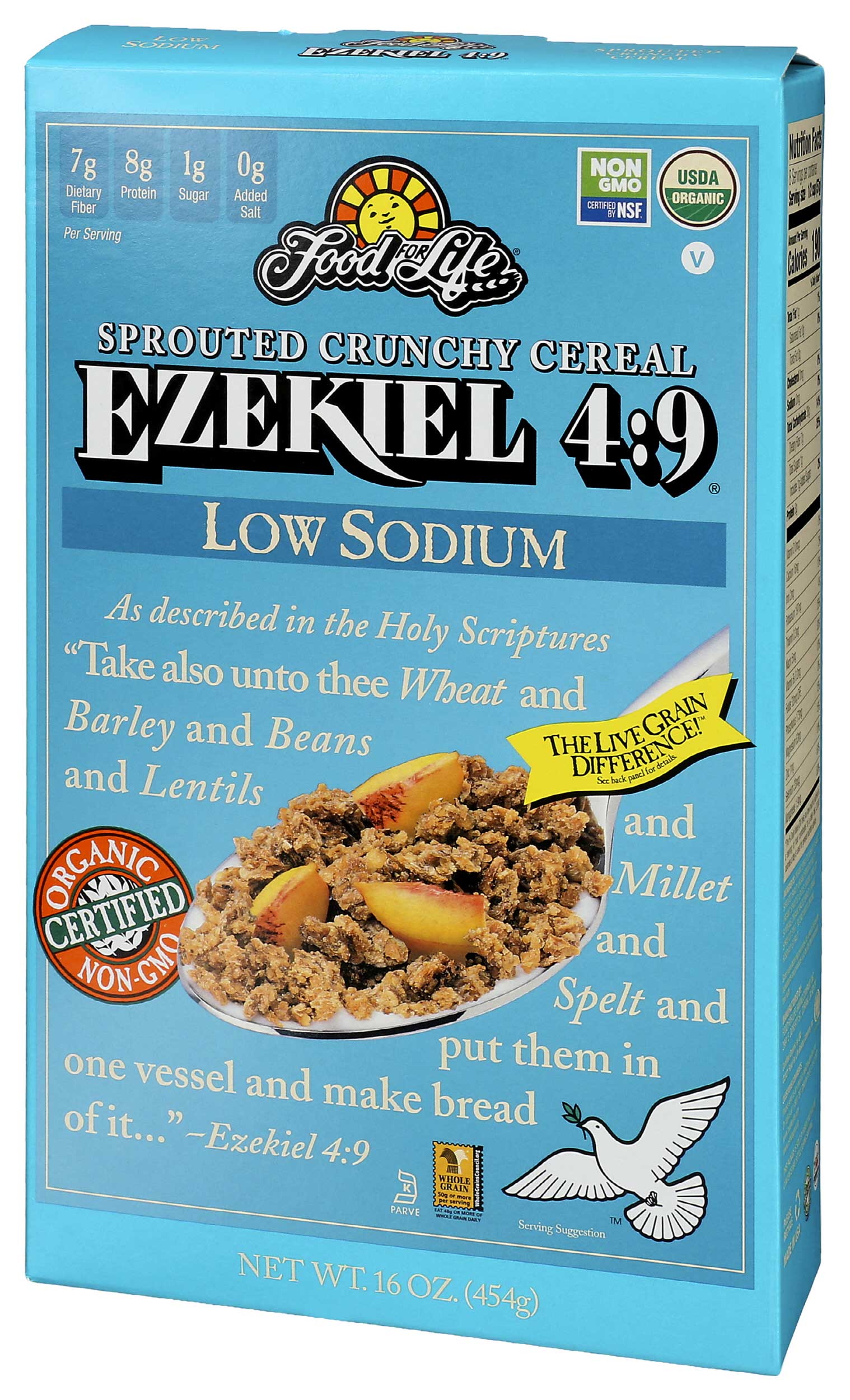 Food For Life Ezekiel 4:9 Organic Sprouted Grain Low Sodium Crunchy Cereal, 16 Ounce -- 6 per case