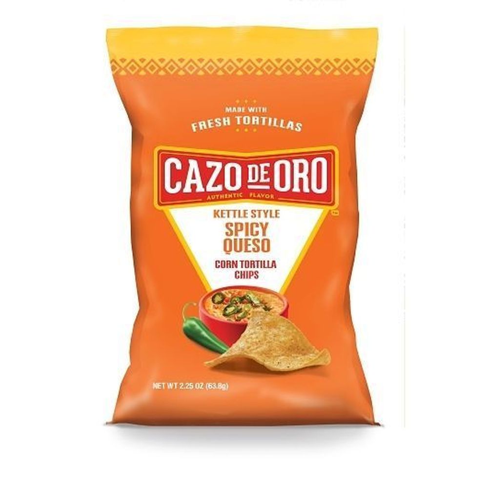 Cazo De Oro Fire Roasted Hatch Chili And Spicy Queso Tortilla Chips, Display, 48 Count