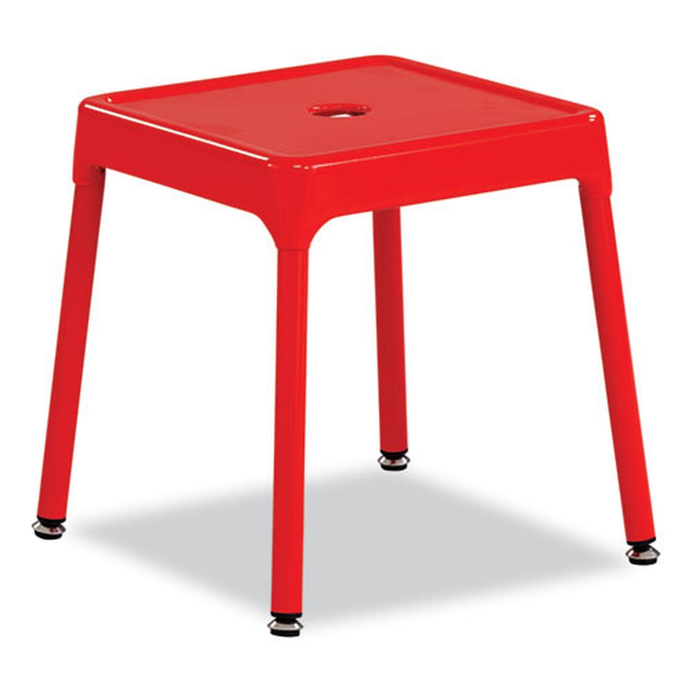 Safco 15 To 15.5 Inch Seat Height Red Seat And Base Backless Steel Guest Stool, Supports Up To 275 Pound