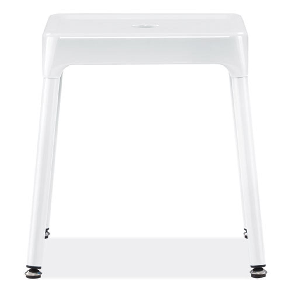Safco 15 To 15.5 Inch Seat Height White Seat And Base Backless Steel Guest Stool, Supports Up To 275 Pound