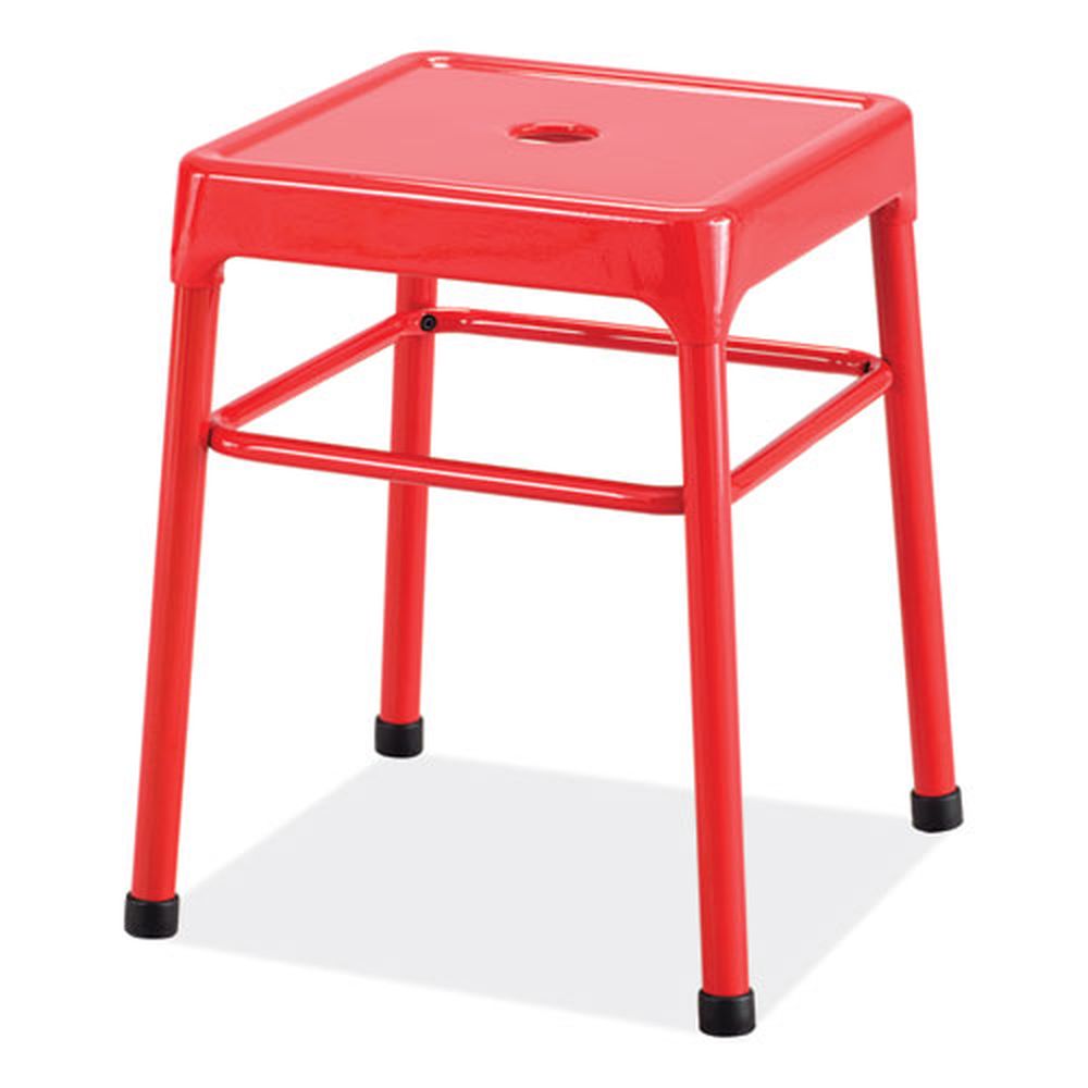 Safco 18 Inch Seat Height Red Seat And Base Backless Steel Guestbistro Stool, Supports Up To 250 Pound