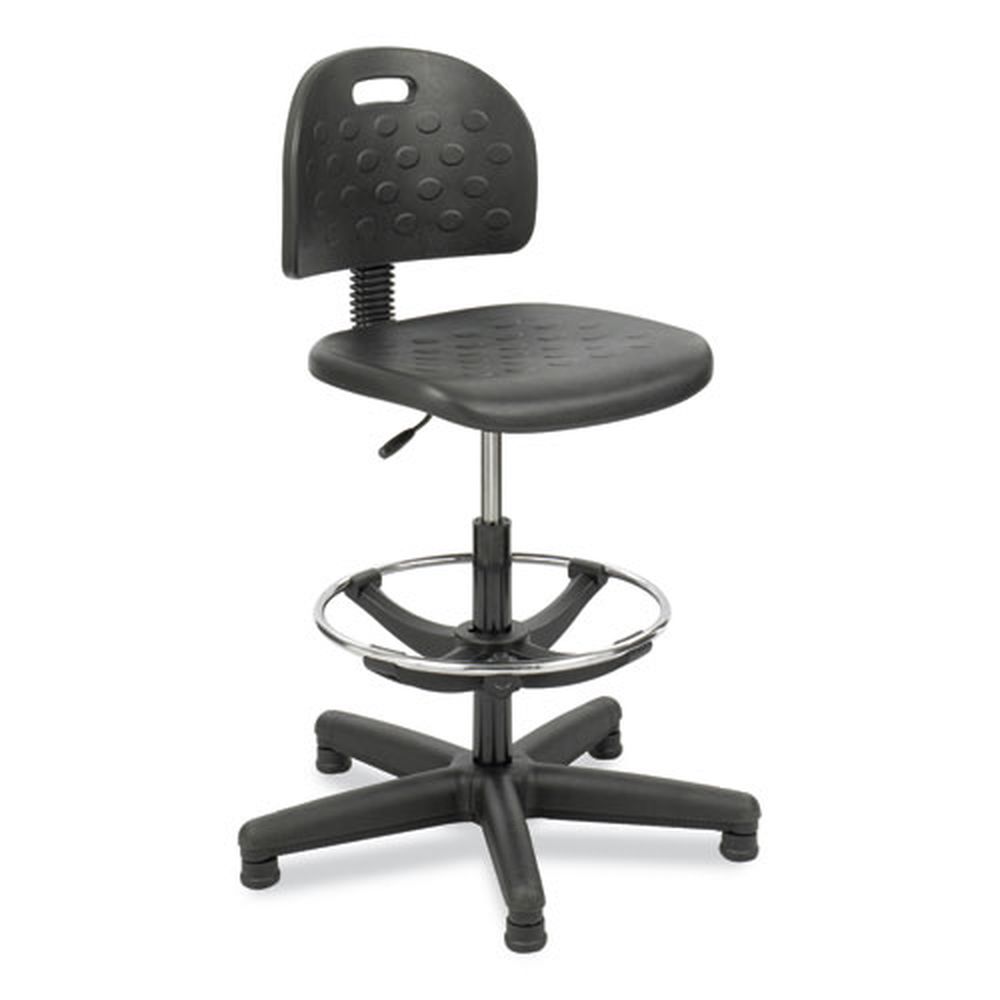 Safco 22 To 32 Inch High Black Seat Back And Base Soft Tough Economy Workbench Chair, Supports 250 Pound