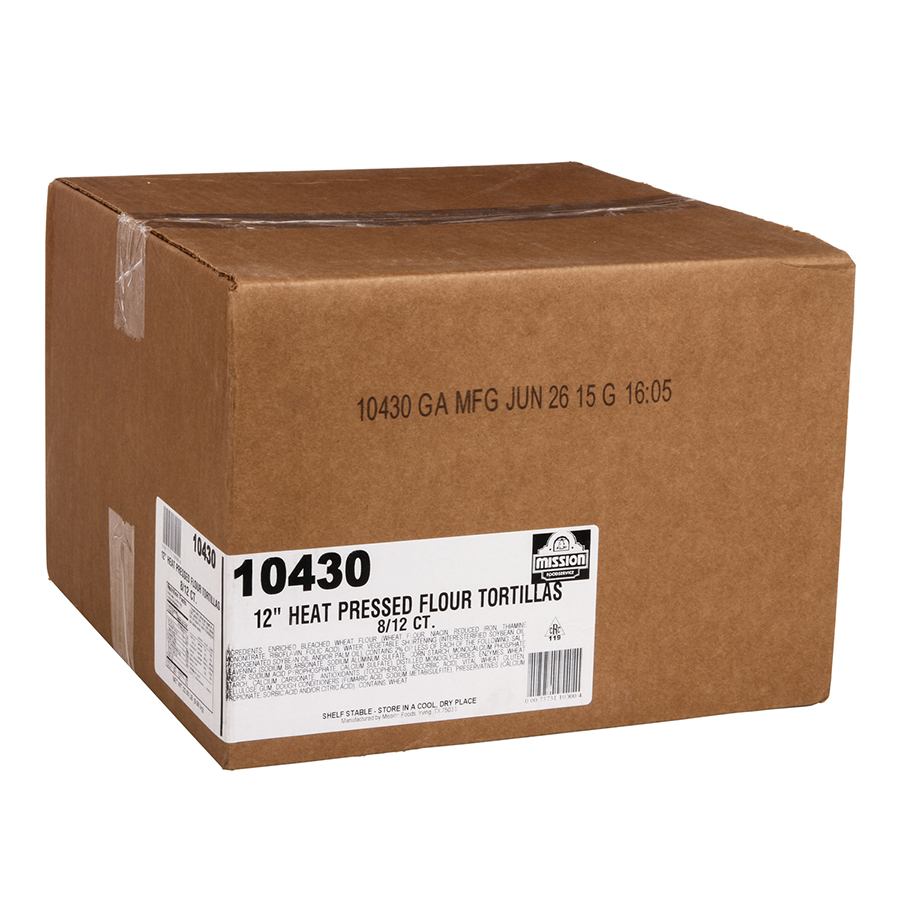 Mission Foods Heat Pressed Flour Tortilla, 12 Inch, 12 Count -- 8 Per Case