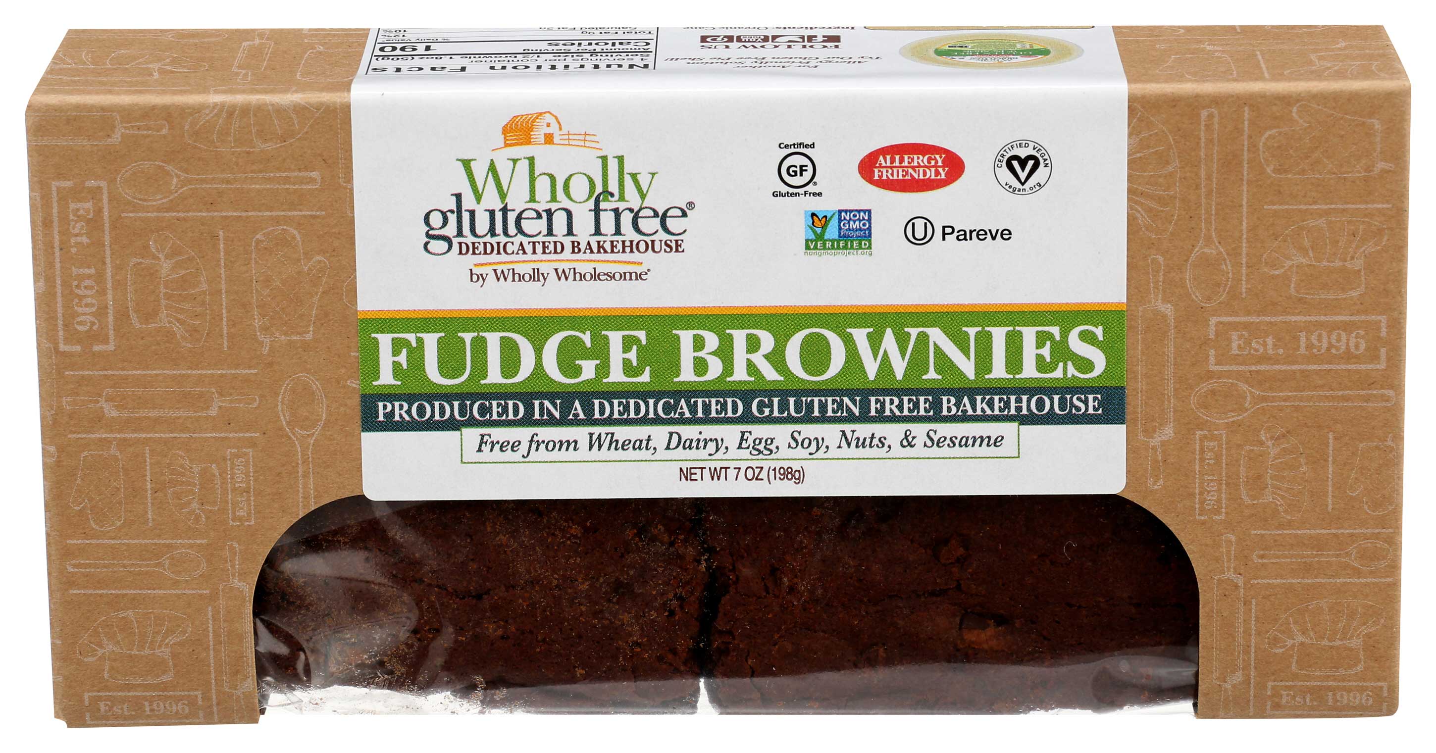 Wholly Gluten Free Fudge Brownies, 7 Ounce -- 12 Per Case