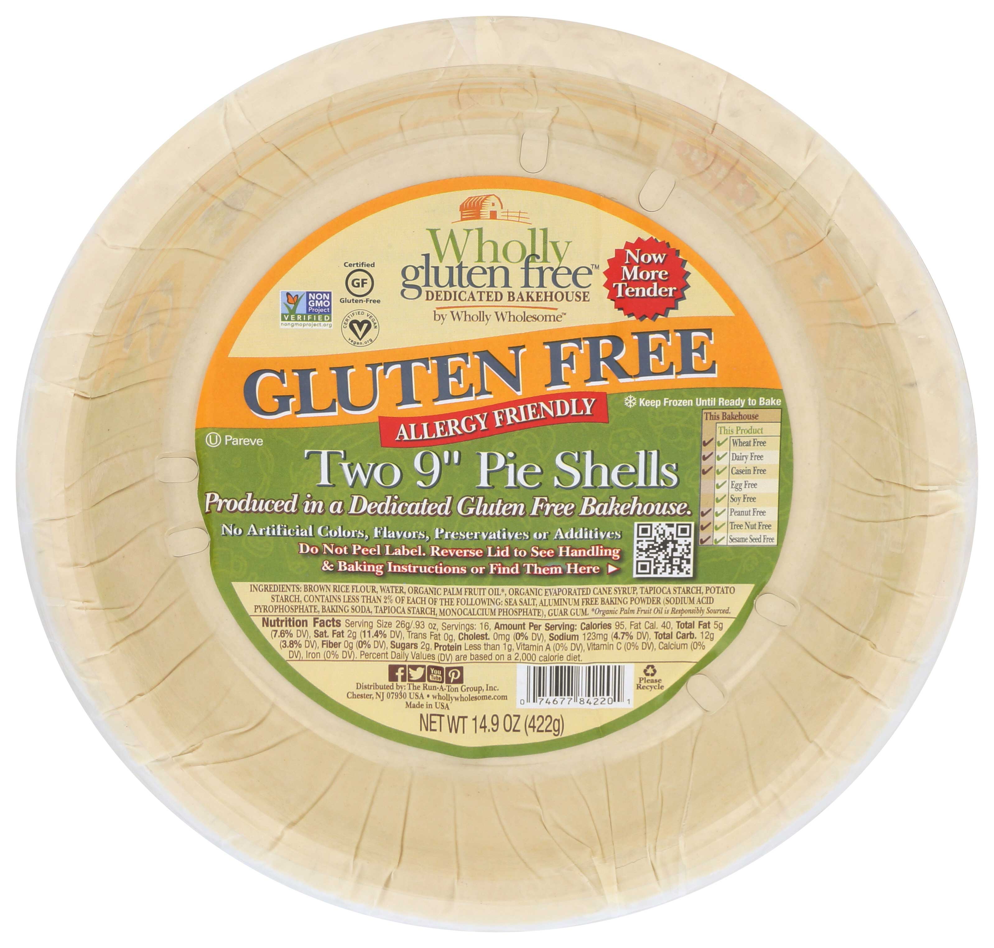 Wholly Wholesome Gluten Free 9 Inch Pie Shell, 14.9 Ounce -- 6 Per Case