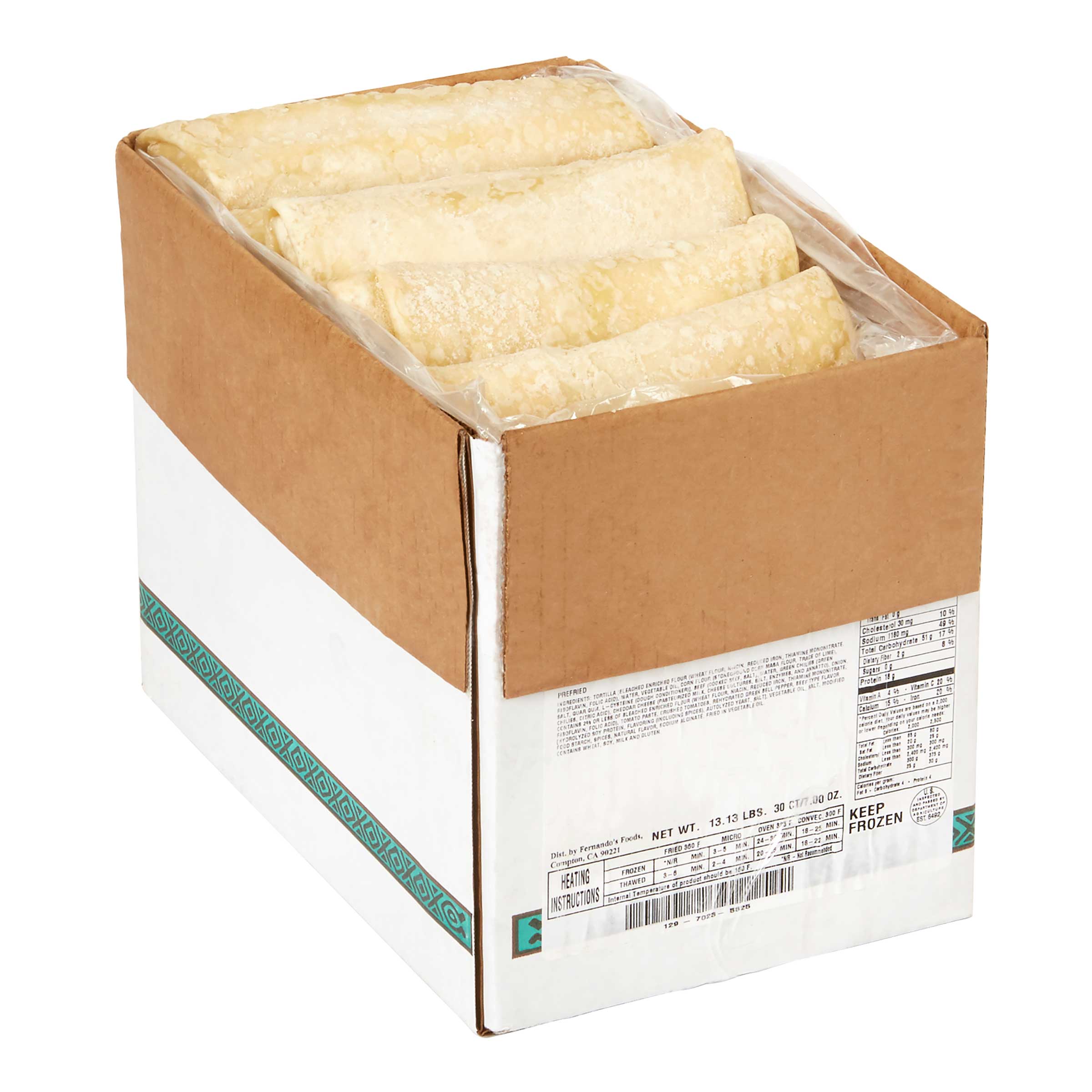 Fernando's Pre Fried Fiesta Supreme Shredded Beef Chimichanga Burrito, 7 Ounce -- 30 Per Case
