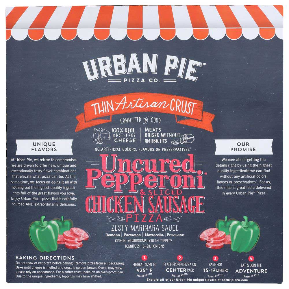 Urban Pie Pepperoni And Chicken Sausage Thin Artisan Crust Pizza, 20.45 Ounce -- 12 Per Case