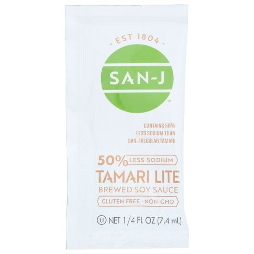 San-j Reduced Sodium Tamari Lite Brewed Soy Sauce, Portion Pack, 0.25 Fluid Ounce -- 200 Per Case
