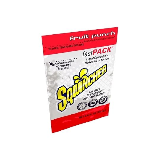 Sqwincher Concentrado Líquido Con Electrolitos Sabor Ponche De Frutas, Fastpack, 0.6 Onzas Líquidas -- 200 Por Caja