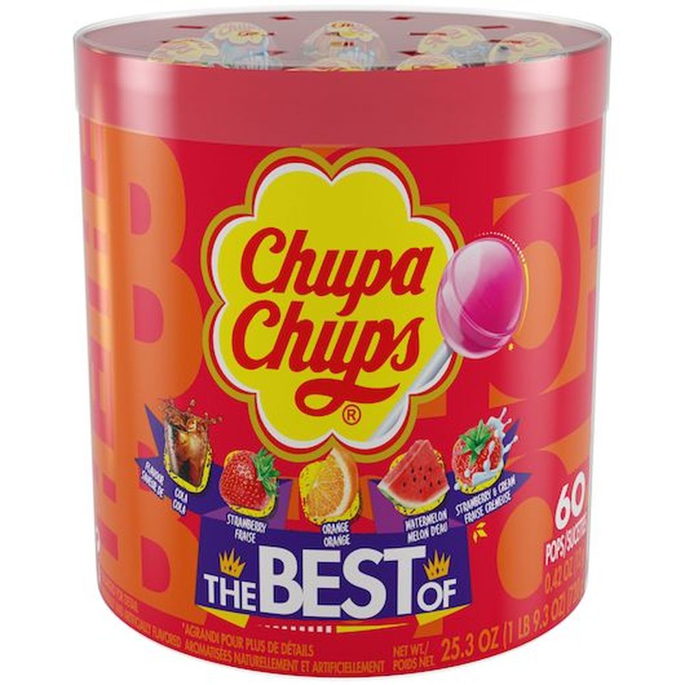 Chupa Chups Best Of Lollipop, 0.42 Ounce Drum - 60 per pack