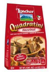 Loacker Quadratini Hazelnut Bite Size Wafer Cookie, 4.41 Ounce -- 6 Per Case