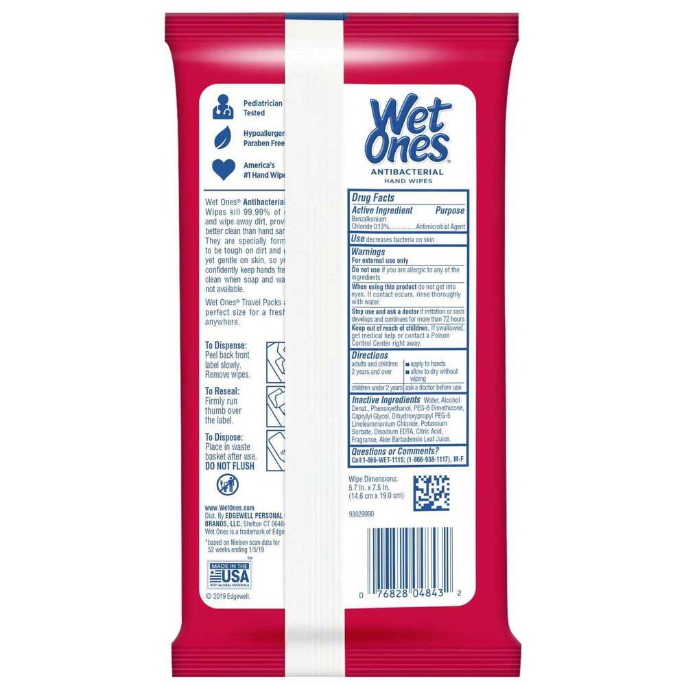 Wet Ones Fresh Scent Antibacterial Hand Wipes, 20 Count -- 10 Per Case