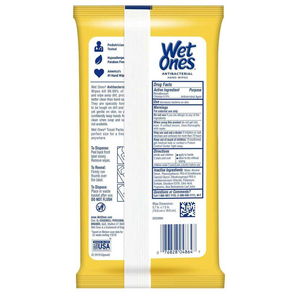 Wet Ones Tropical Splash Antibacterial Hand Wipes, 20 Count -- 10 Per Case