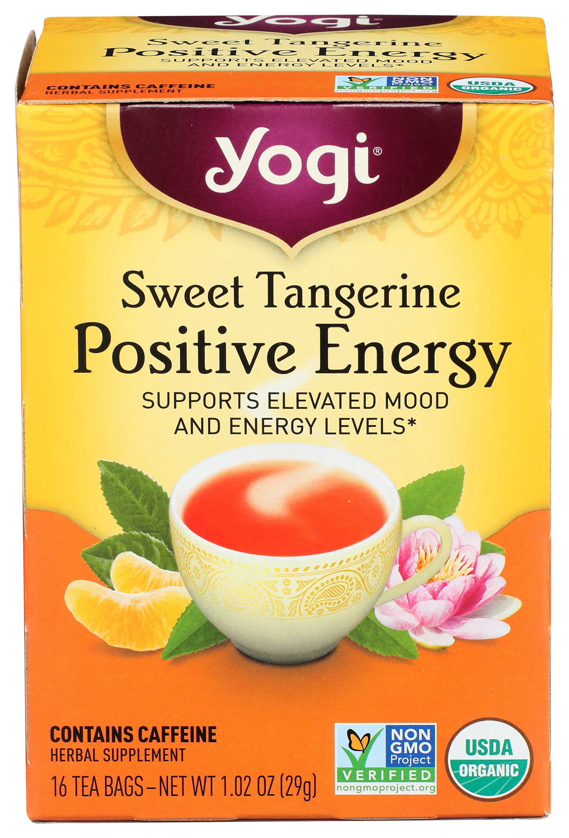 Yogi Sweet Tangerine Positive Energy Tea, 16 Tea Bags Count -- 6 Per Case
