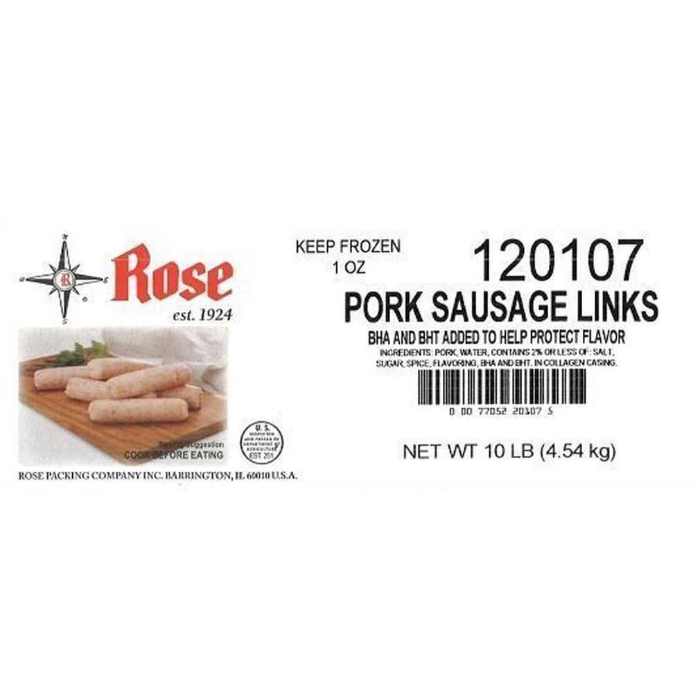 Rose Packing Raw Skin-On 16:1 Pork Sausage Links | FoodServiceDirect