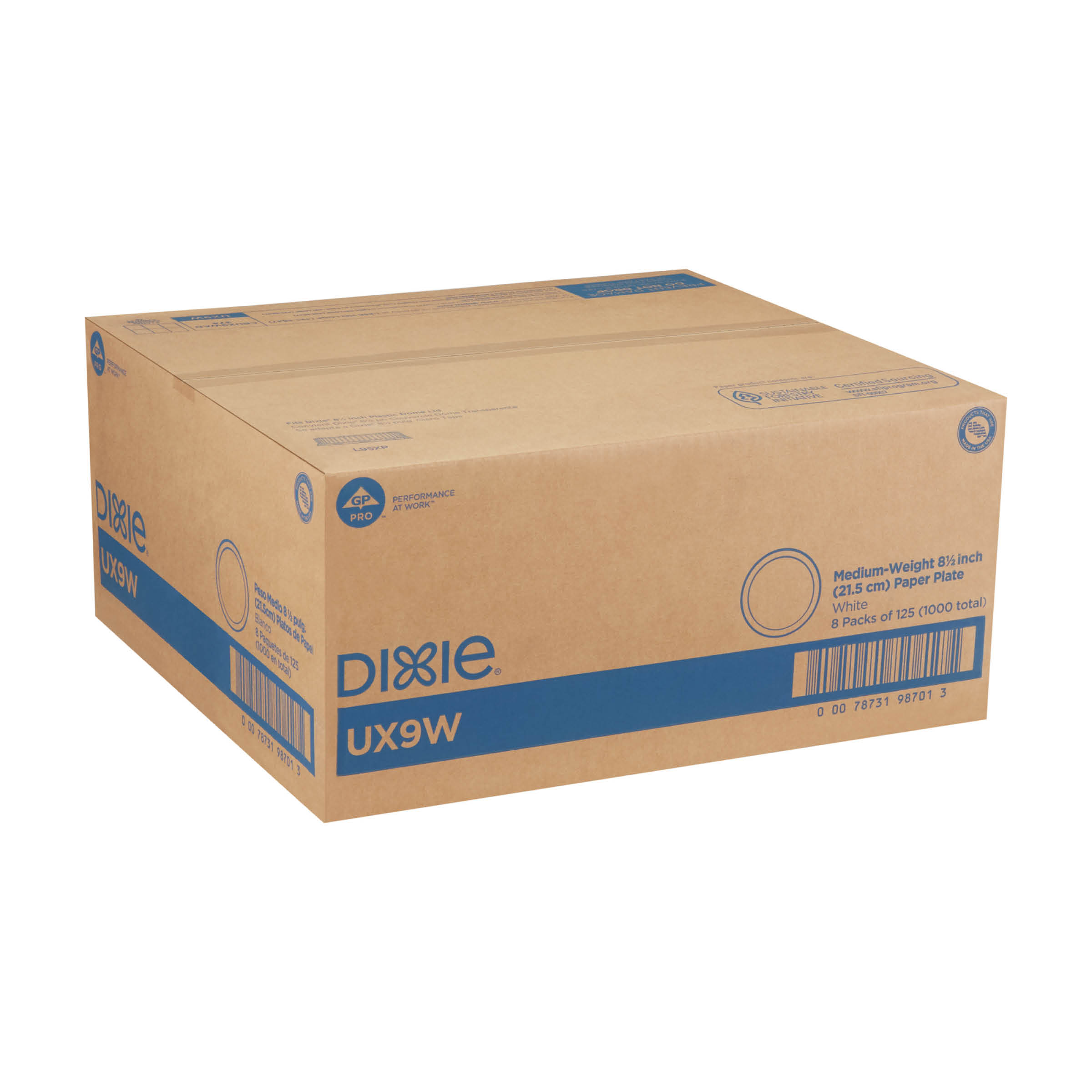Dixie White Paper Plates 8.5 inch Medium Weight -- 1000 per