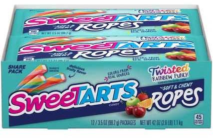Slopes Ropes Candy Sweetarts Ropes Twist Rainbow Soft and Chewy Candy, 3.5 Ounce Shared ...