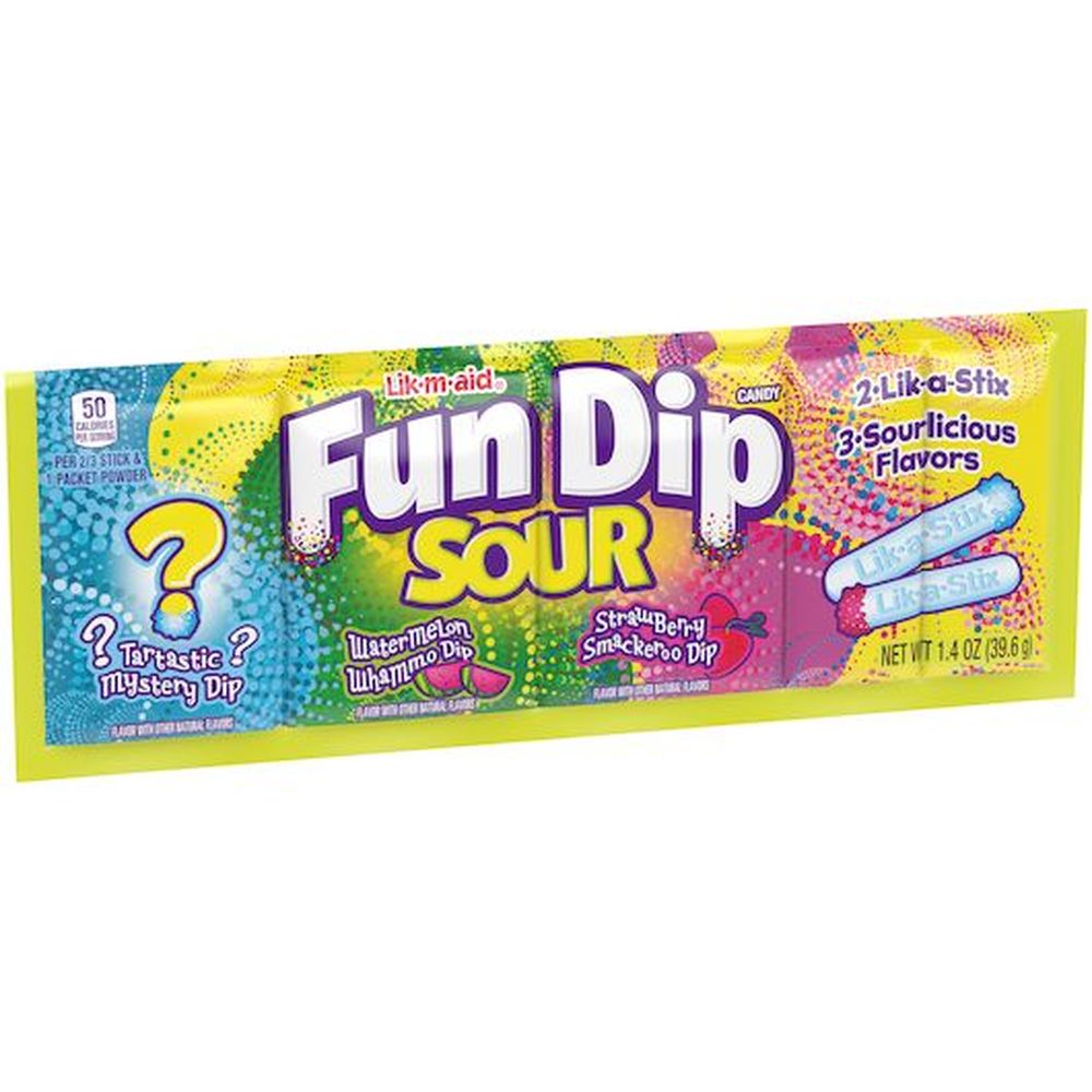 Lik-m-aid Fun Dip Sour Candy, 1.4 Ounce, 24 Count -- 12 Per Case