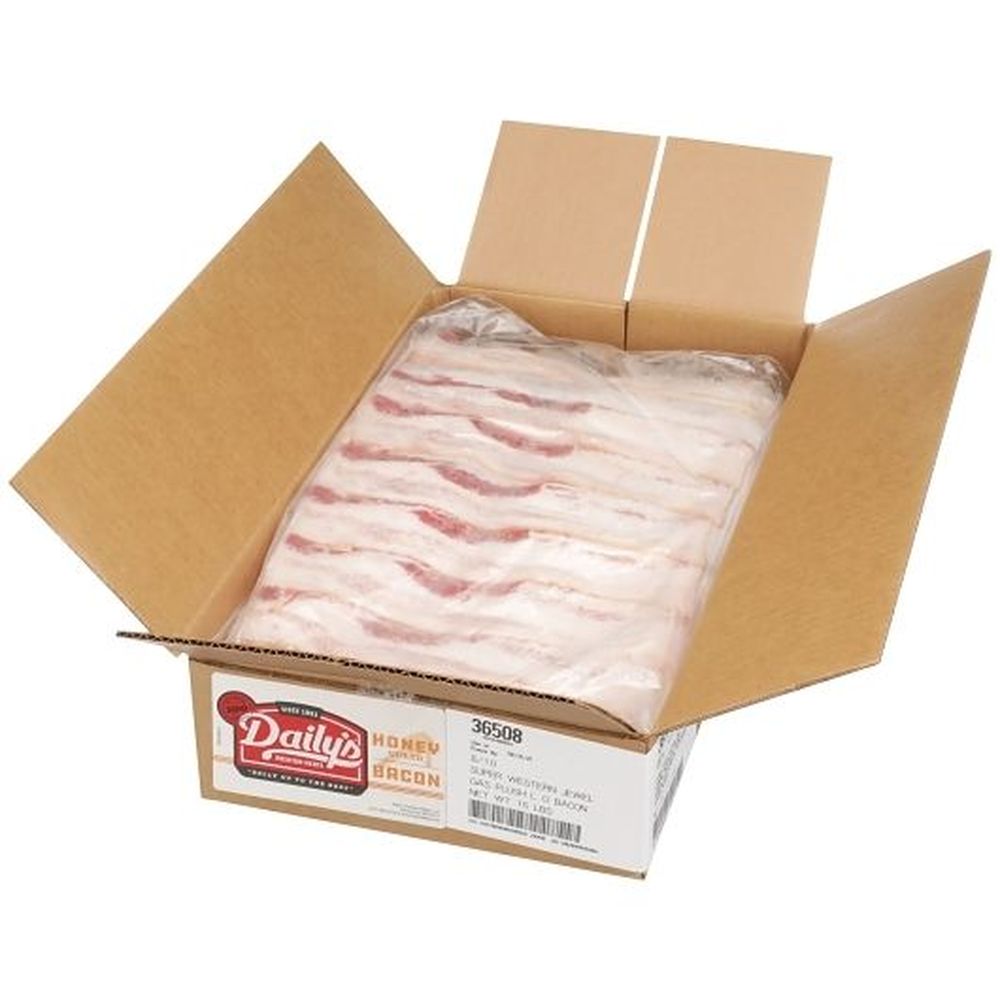Dailys Hardwood Smoked Honey Cured Lo-Gas Flushed Southwest Jumbo Center Cut Bacon, 15 Pound